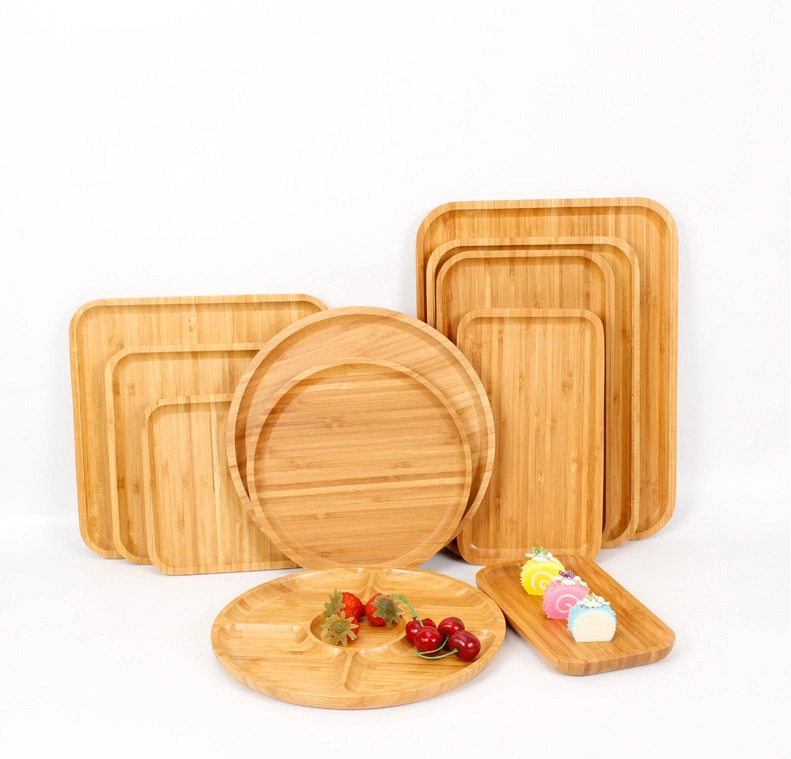 Hot Selling Chopping Bpard Natural Color Simple Fast Food Cookies Beech Wood Wooden Bamboo Serving Rolling Tray