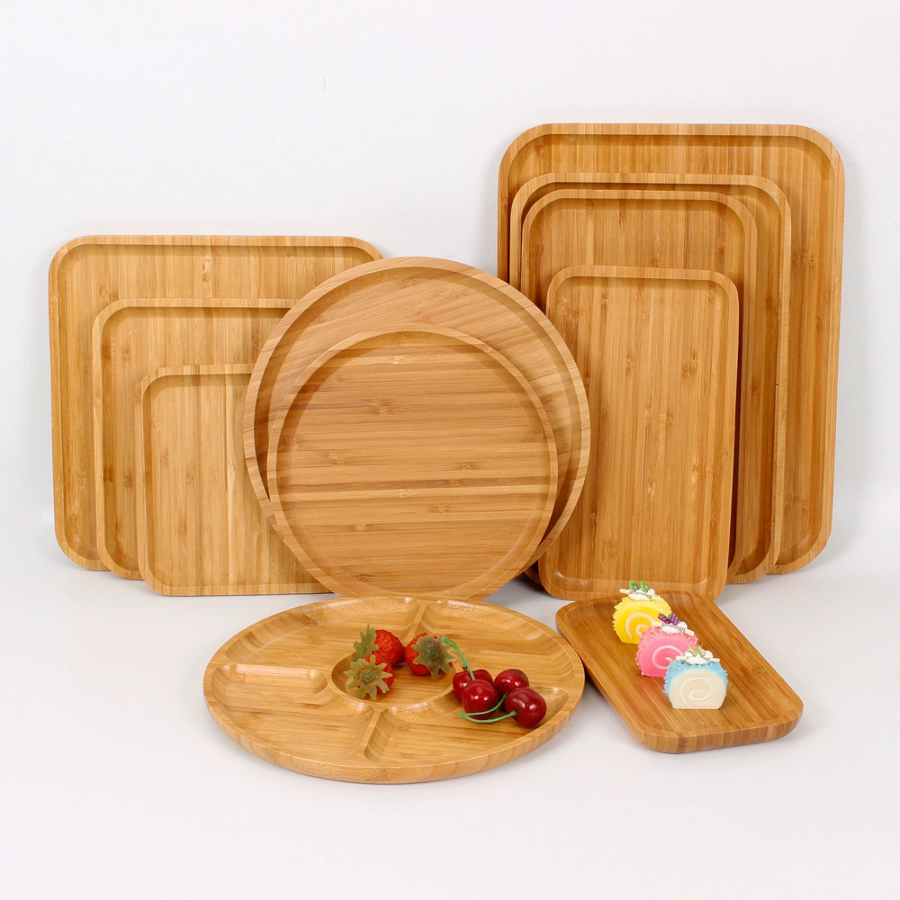 Hot Selling Chopping Bpard Natural Color Simple Fast Food Cookies Beech Wood Wooden Bamboo Serving Rolling Tray