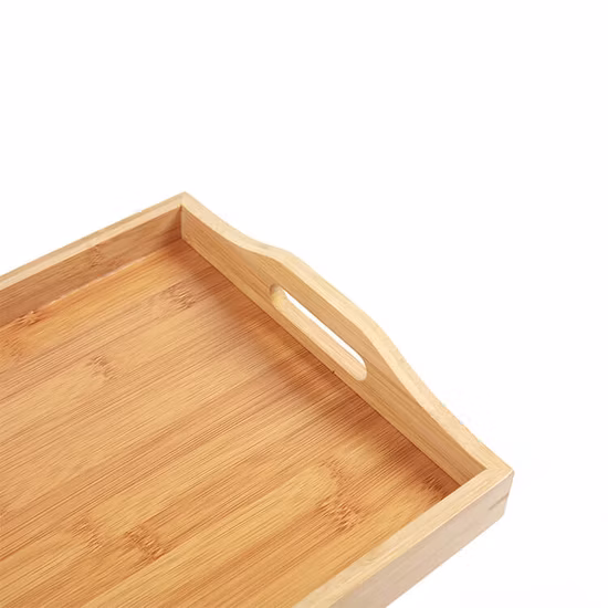 Vaisselle en bois plateaux de service à café ronds et carrés avec poignée ensemble de 2 plateaux de support en bois