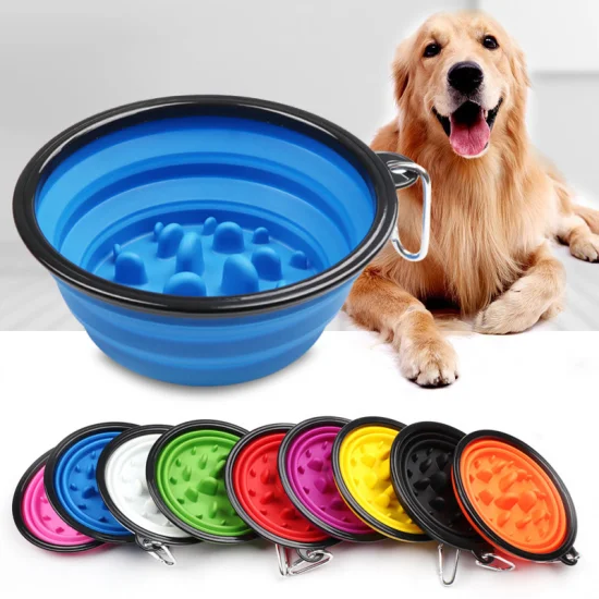 Gamelle pliable pour ingestion lente en plein air, bol d'alimentation pour animaux de compagnie, bol pour chien de voyage